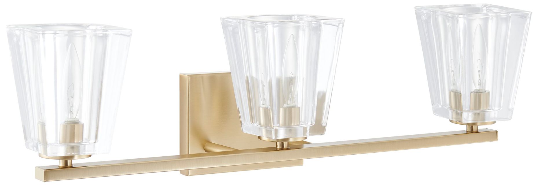 Image 3 Thesis Valentin 24" Champagne Gold Vanity Light w/ Clear Pressed Glass more views