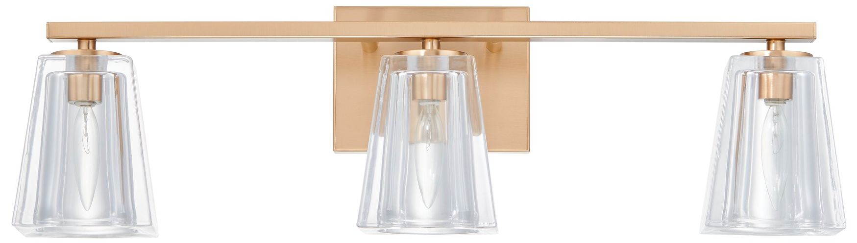 Image 4 Thesis Valentin 24" Champagne Gold Vanity Light w/ Clear Pressed Glass more views