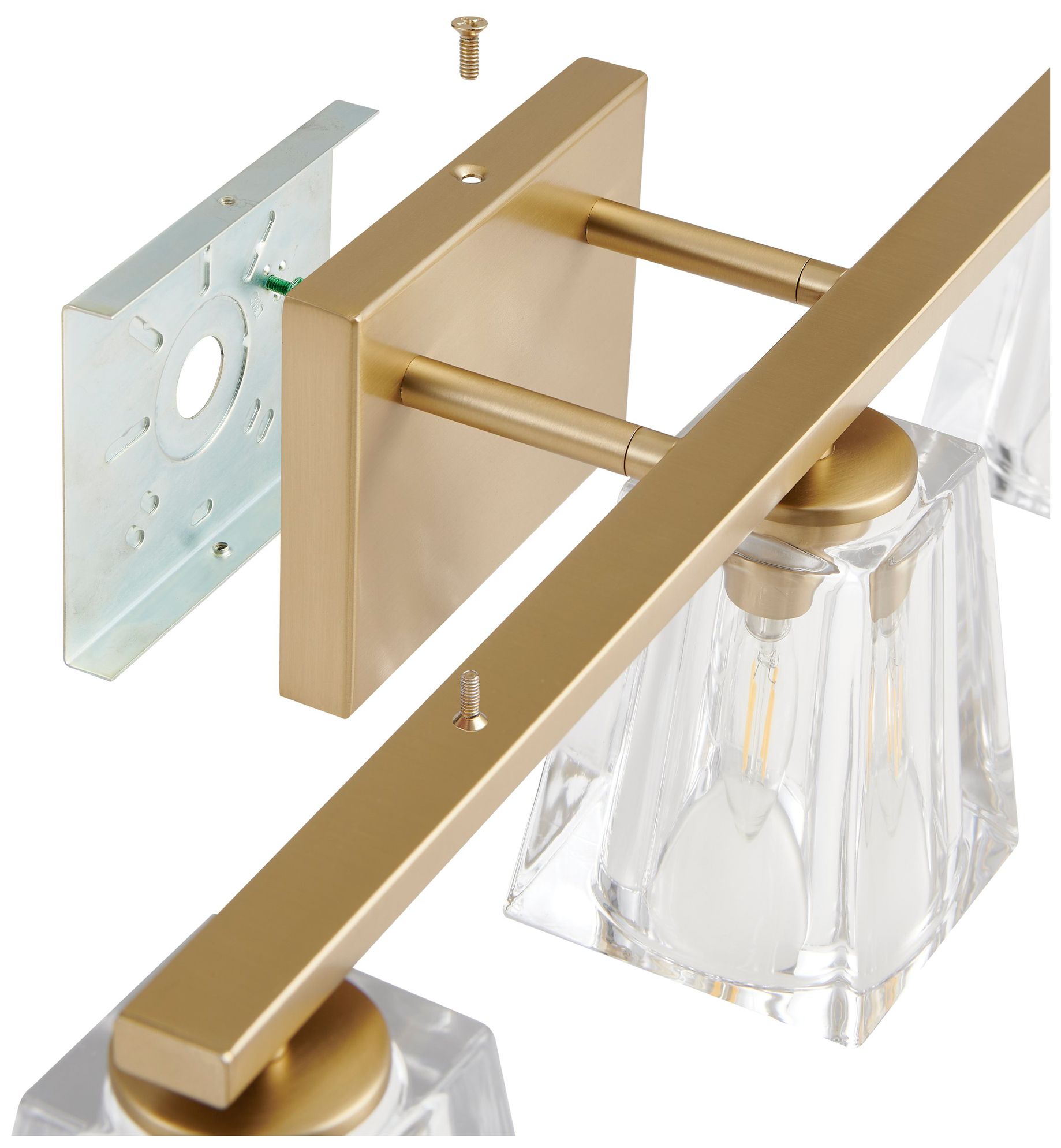 Image 6 Thesis Valentin 24" Champagne Gold Vanity Light w/ Clear Pressed Glass more views