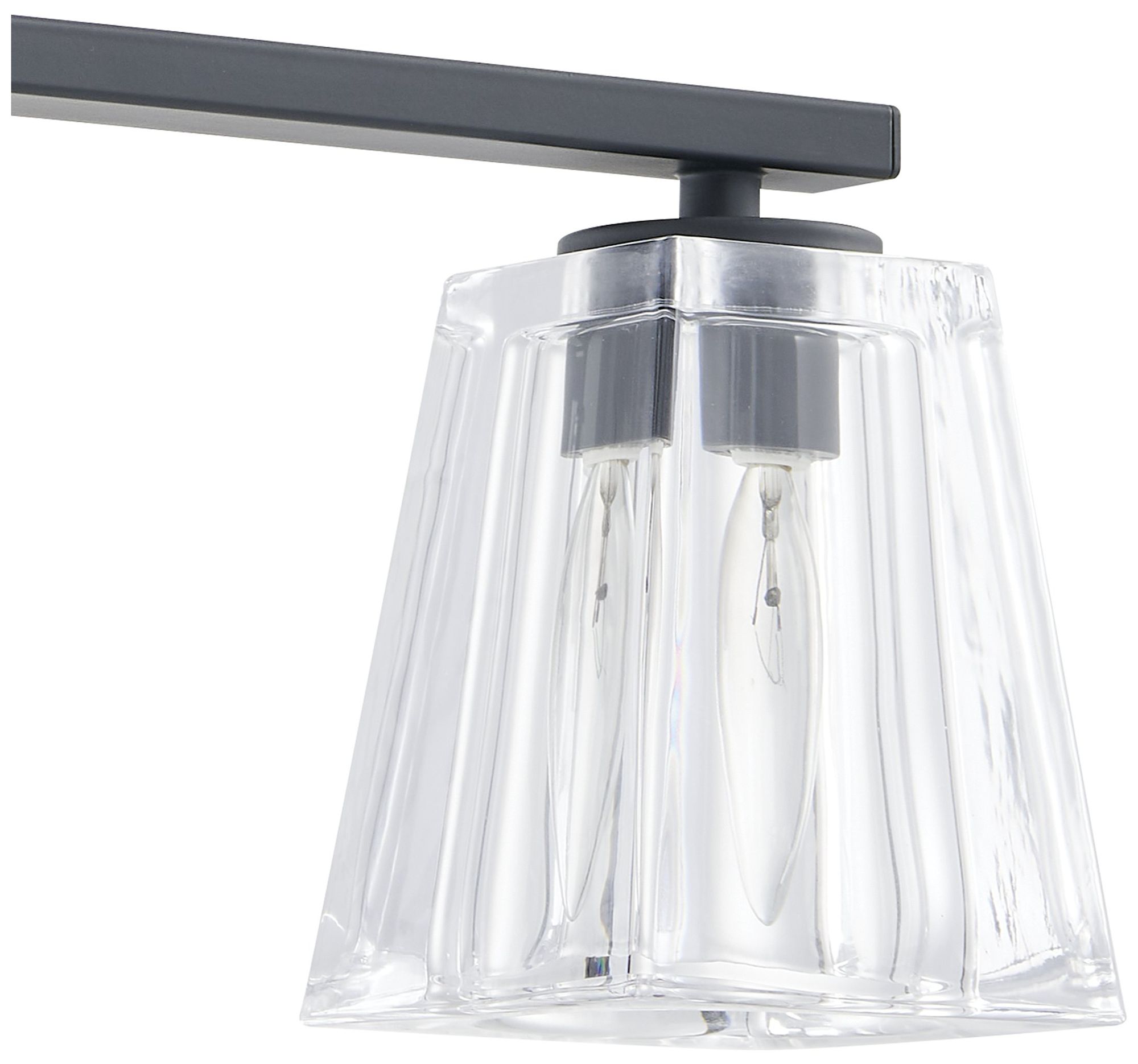 Image 5 Thesis Valentin 24" Matte Black Vanity Light w/ Clear Pressed Glass Shades more views