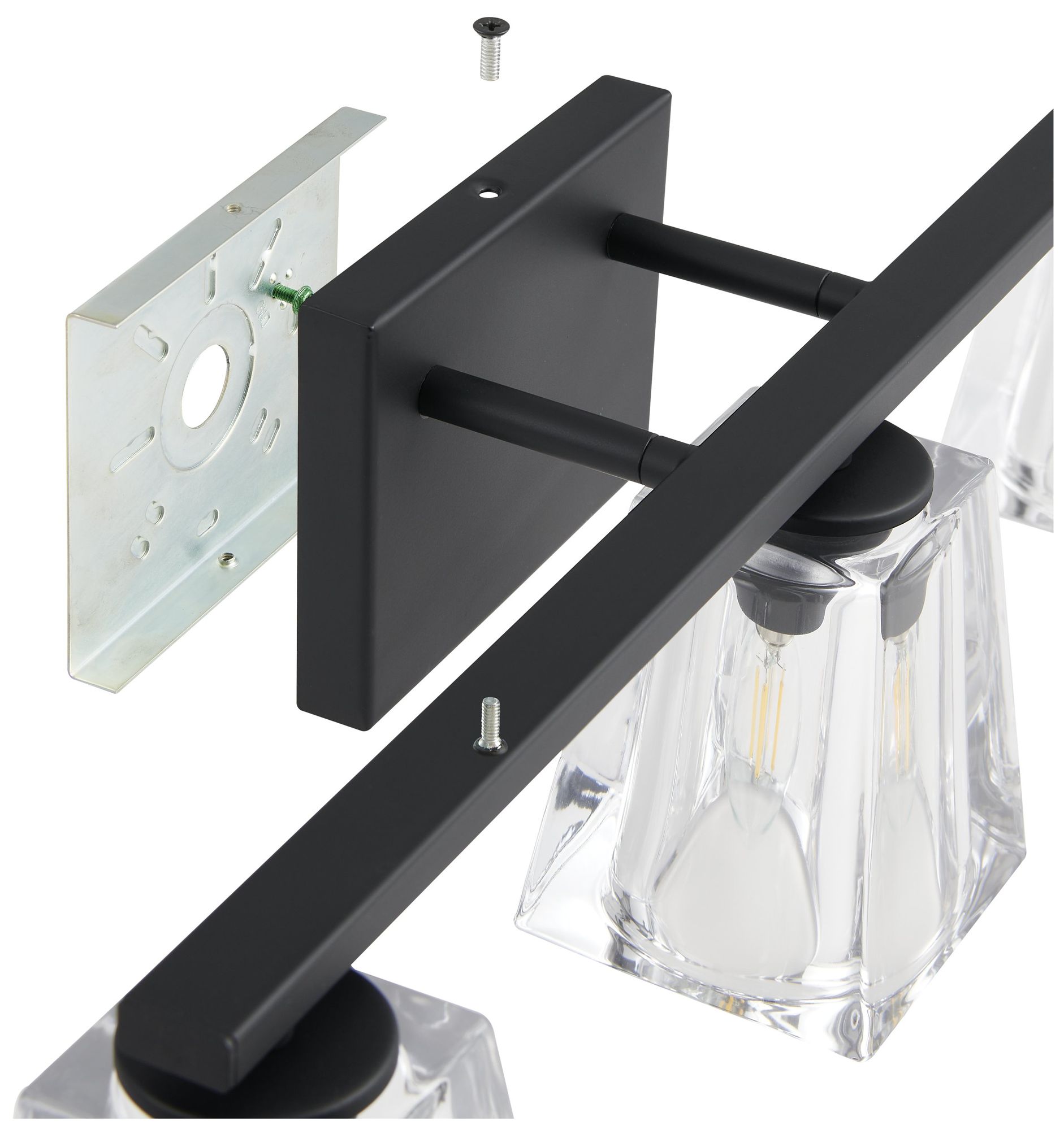 Image 6 Thesis Valentin 24" Matte Black Vanity Light w/ Clear Pressed Glass Shades more views