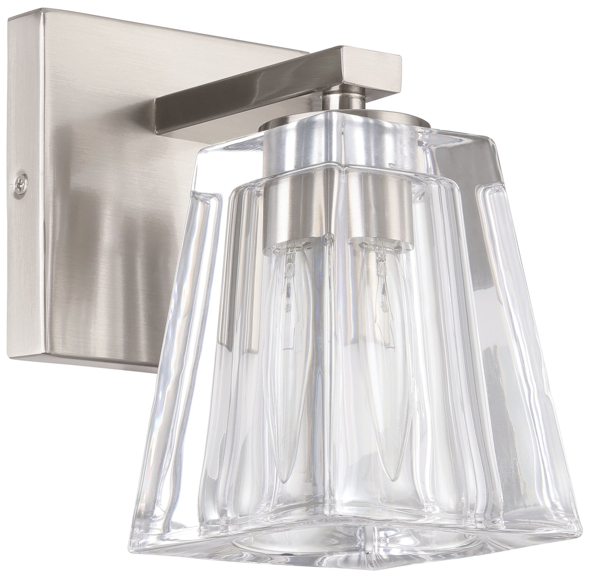 Thesis Valentin 4" Brushed Nickel Vanity Light w/ Clear Pressed Glass Shade