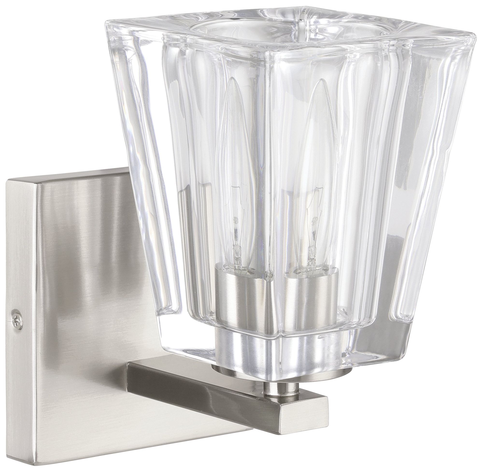 Image 3 Thesis Valentin 4" Brushed Nickel Vanity Light w/ Clear Pressed Glass Shade more views