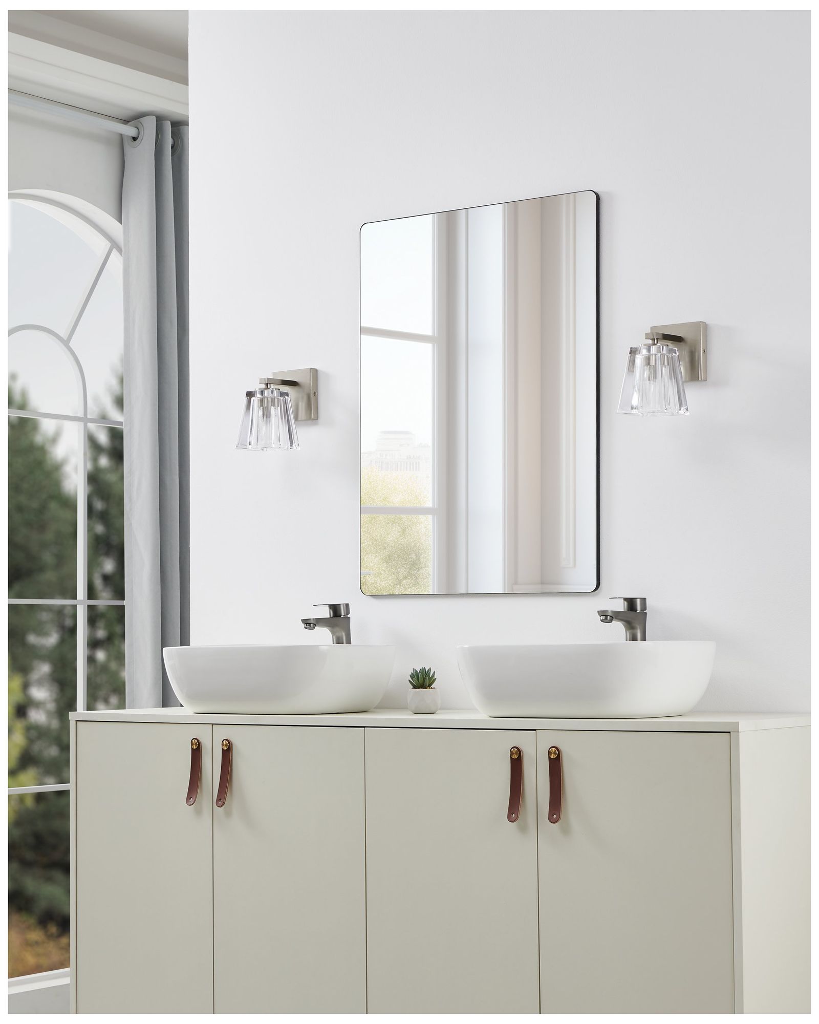 Thesis Valentin 4" Brushed Nickel Vanity Light w/ Clear Pressed Glass Shade