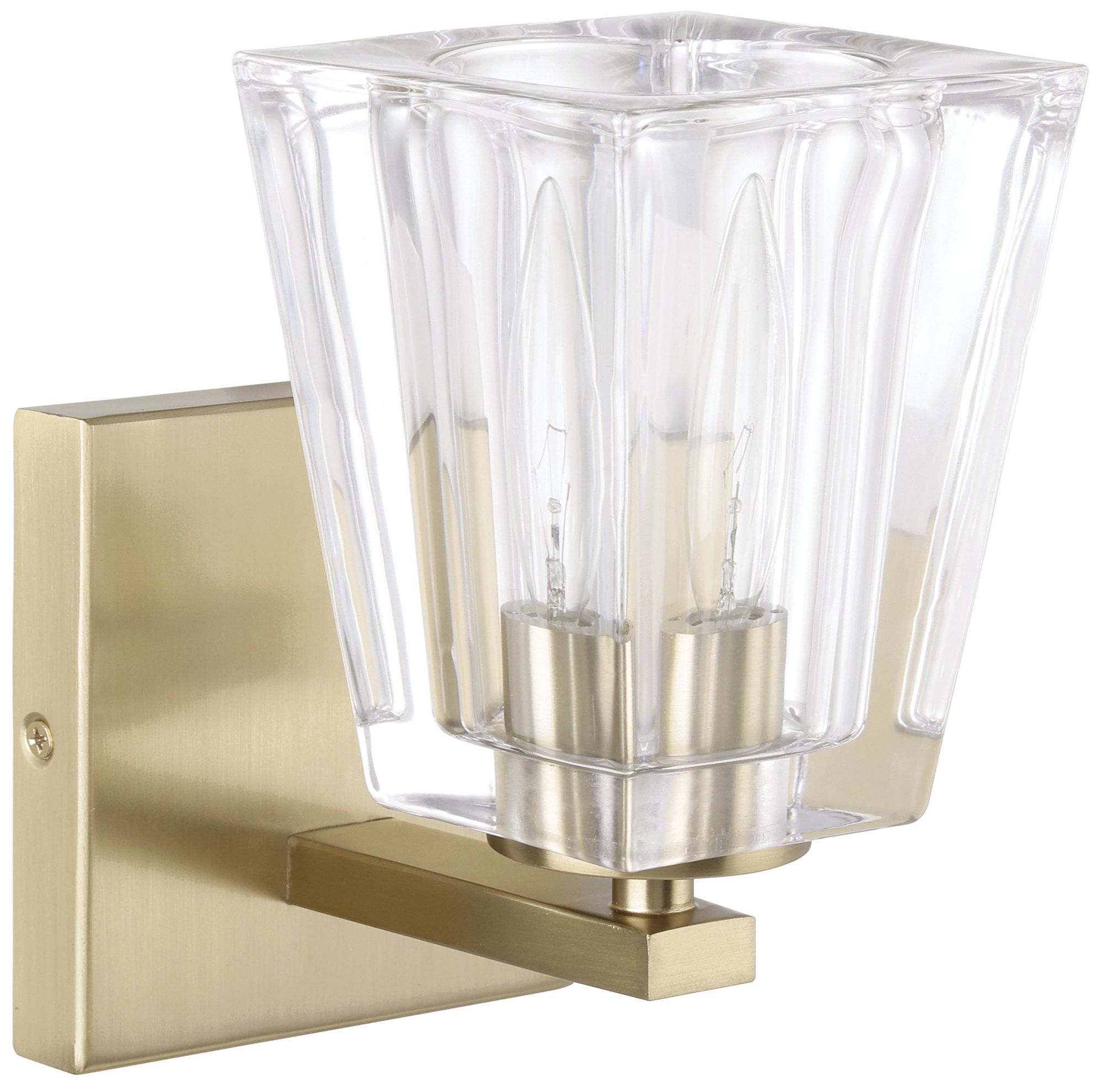 Image 3 Thesis Valentin 4" Champagne Gold Vanity Light w/ Clear Pressed Glass Shade more views