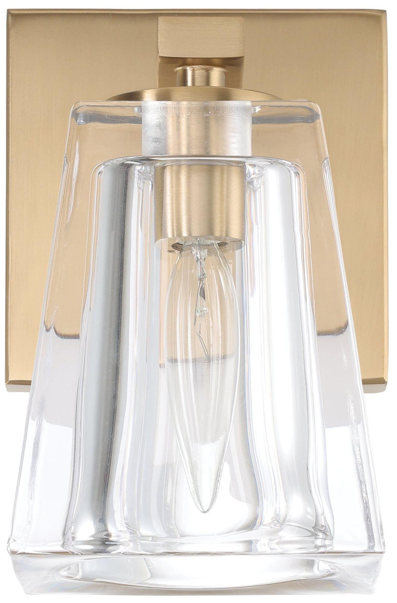 Image 4 Thesis Valentin 4" Champagne Gold Vanity Light w/ Clear Pressed Glass Shade more views