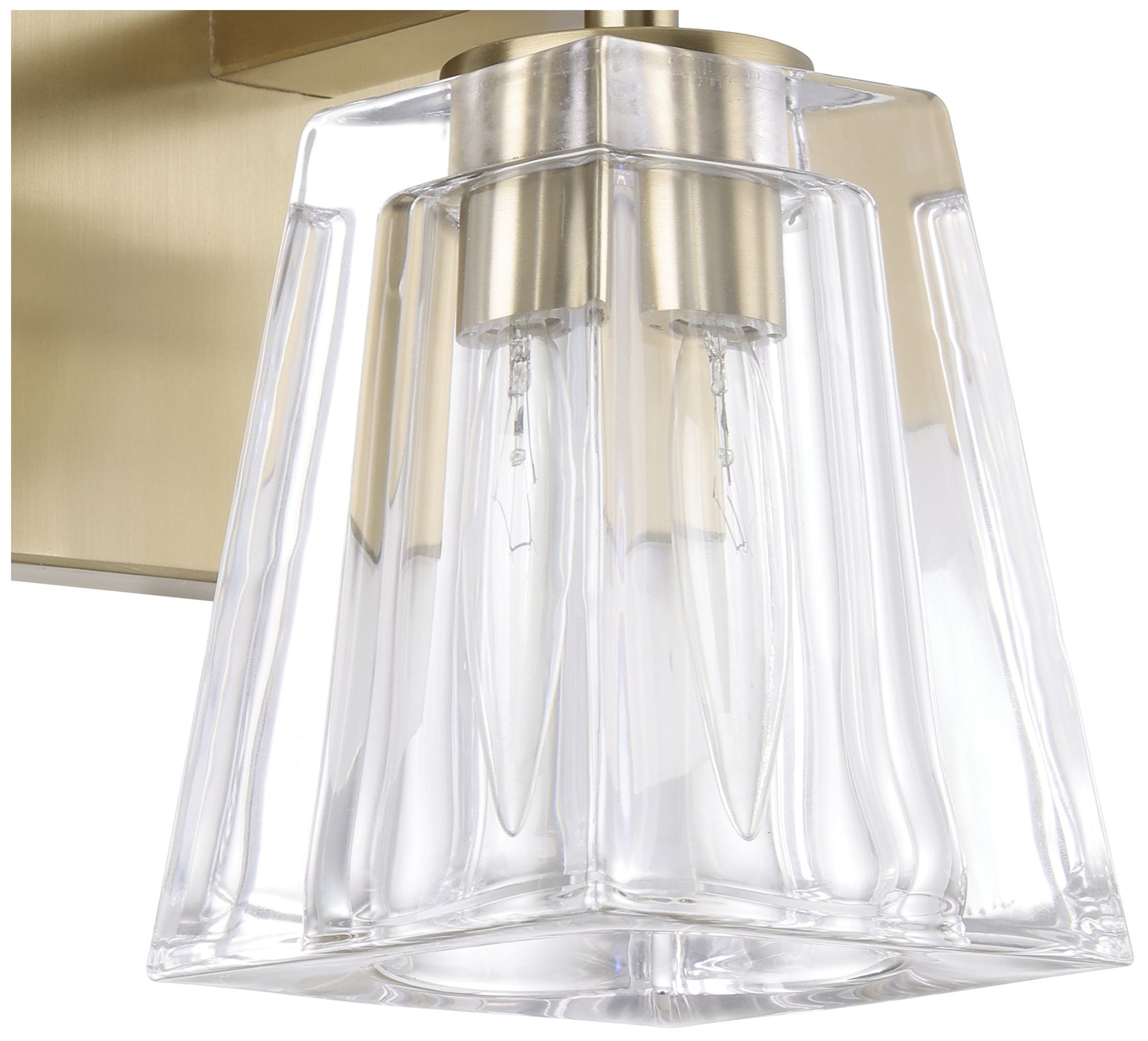 Image 5 Thesis Valentin 4" Champagne Gold Vanity Light w/ Clear Pressed Glass Shade more views