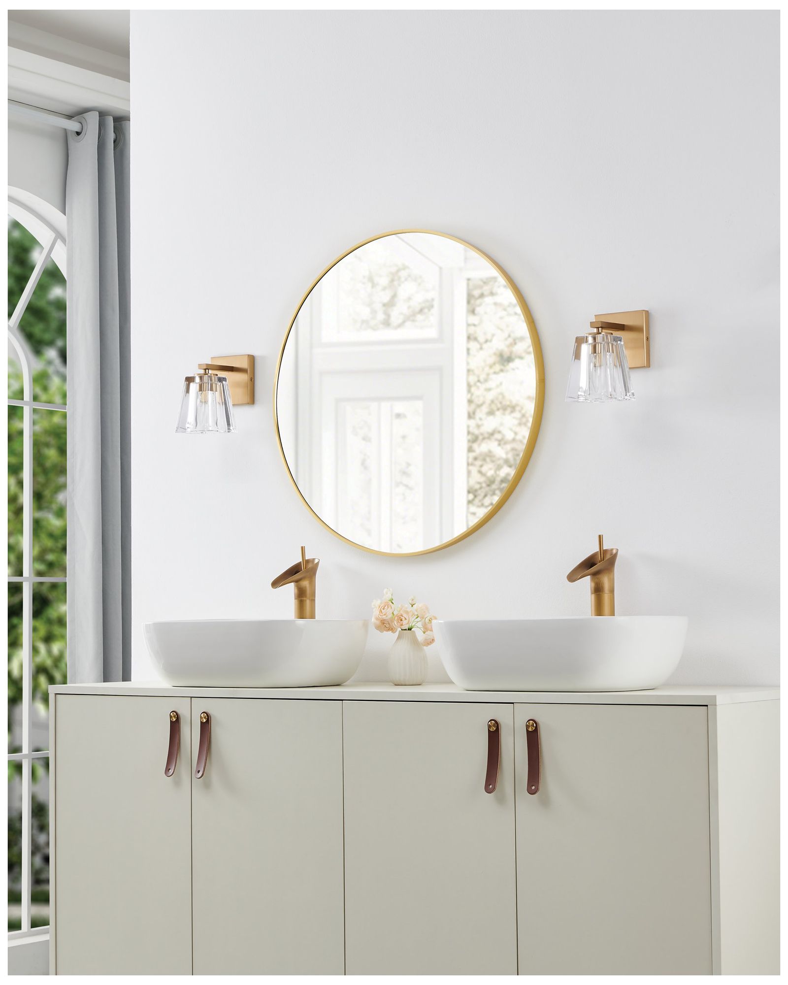 Thesis Valentin 4" Champagne Gold Vanity Light w/ Clear Pressed Glass Shade