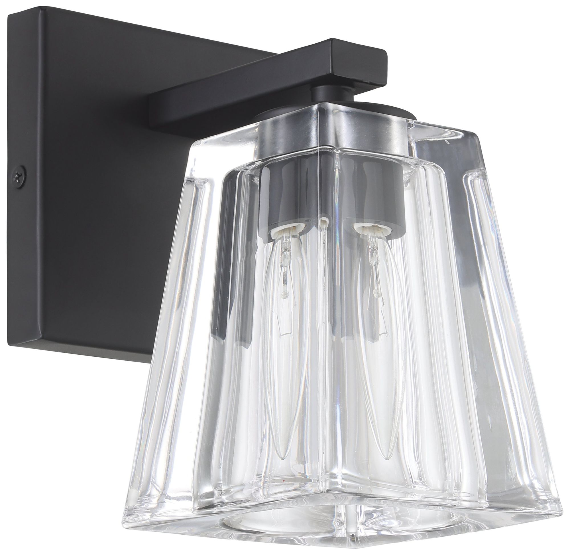 Thesis Valentin 4" Matte Black Vanity Light with Clear Pressed Glass Shade