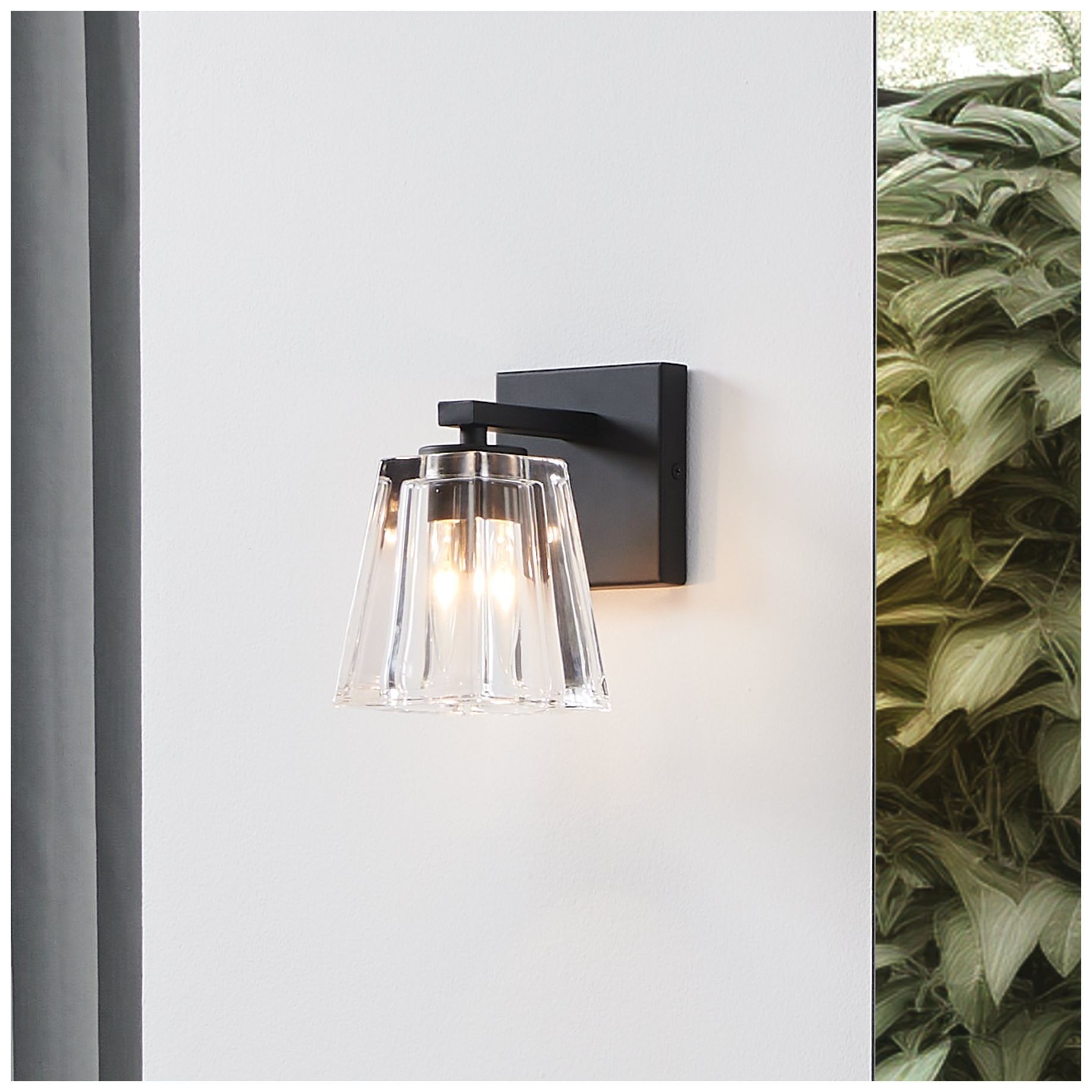 Image 2 Thesis Valentin 4" Matte Black Vanity Light with Clear Pressed Glass Shade more views