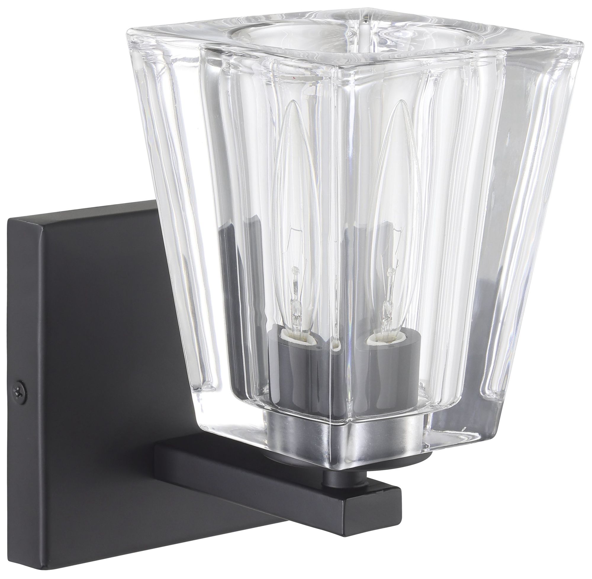 Image 3 Thesis Valentin 4" Matte Black Vanity Light with Clear Pressed Glass Shade more views