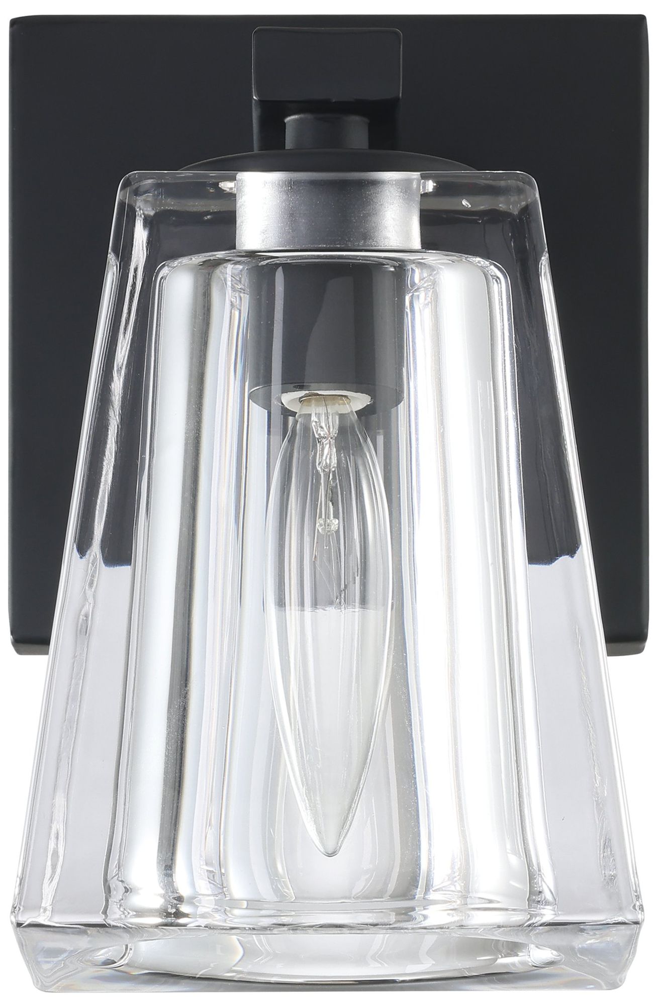 Image 4 Thesis Valentin 4" Matte Black Vanity Light with Clear Pressed Glass Shade more views