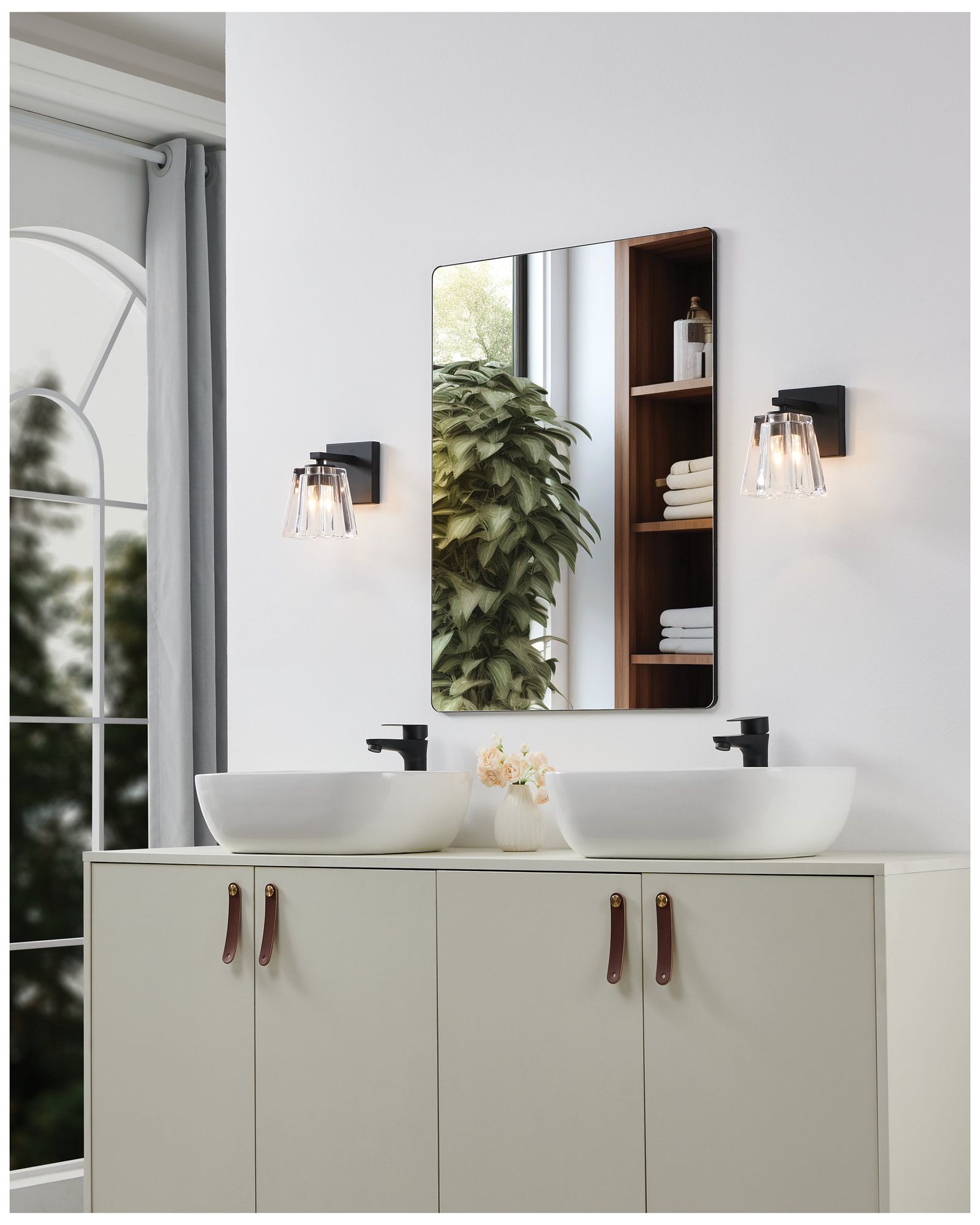 Image 7 Thesis Valentin 4" Matte Black Vanity Light with Clear Pressed Glass Shade more views