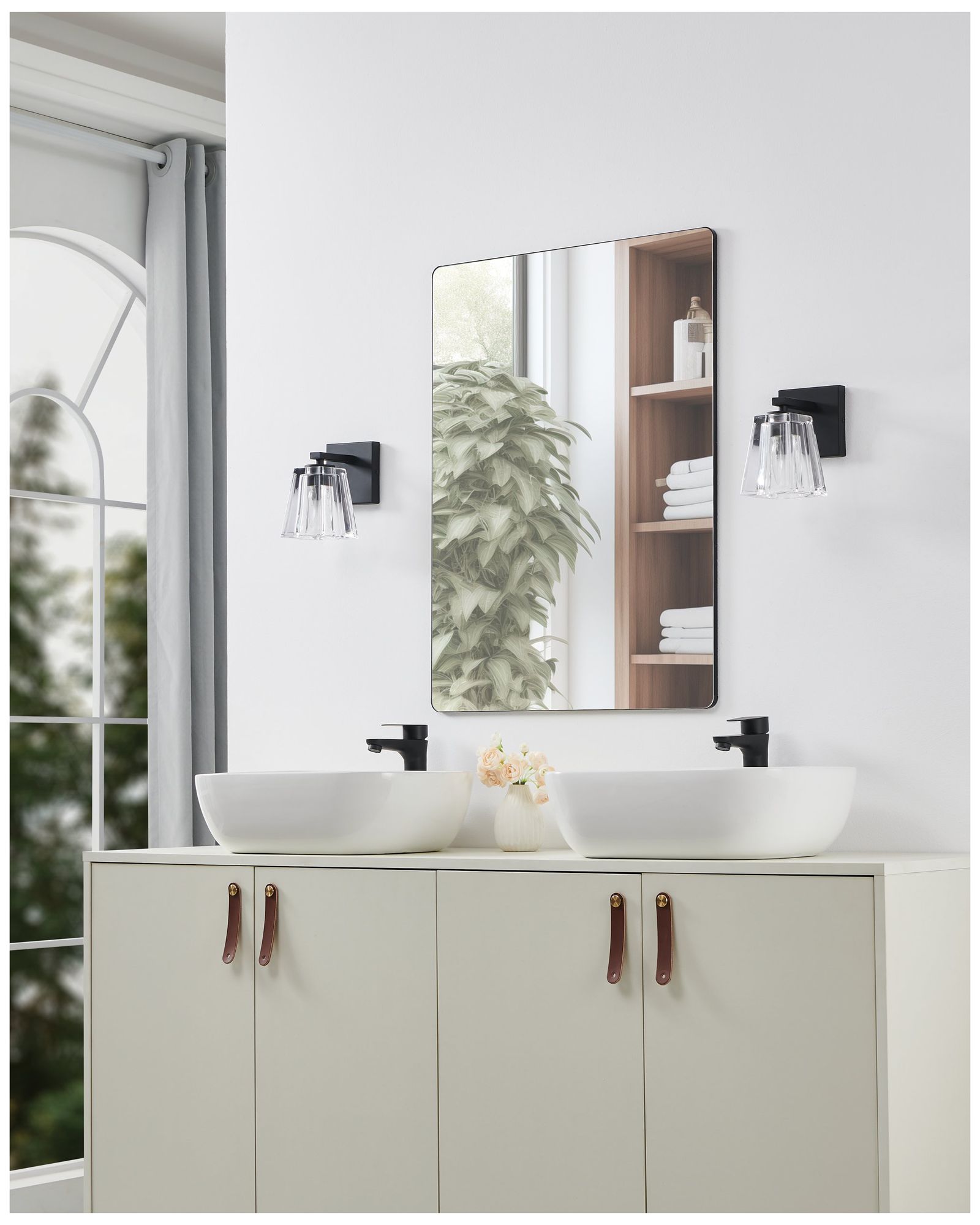 Thesis Valentin 4" Matte Black Vanity Light with Clear Pressed Glass Shade