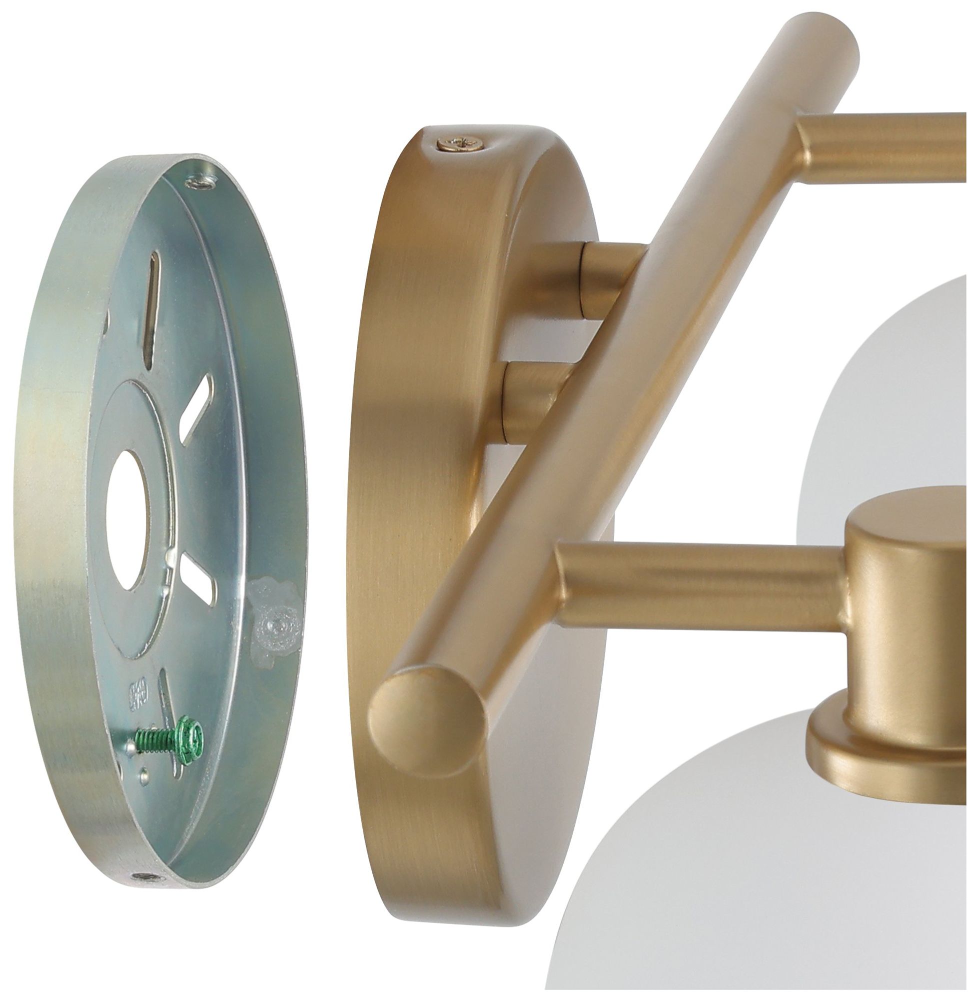 Image 6 Thesis Valentina 15" Br. Nickel Vanity Light w/ Etched Opal Glass Shades more views