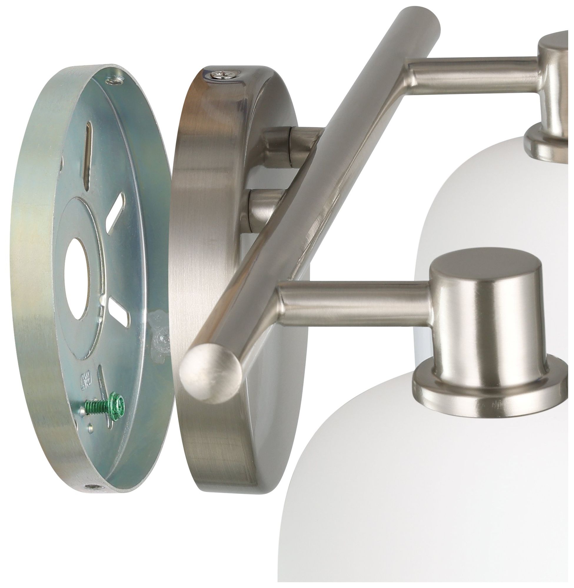 Image 6 Thesis Valentina 15" Br. Nickel Vanity Light w/ Etched Opal Glass Shades more views