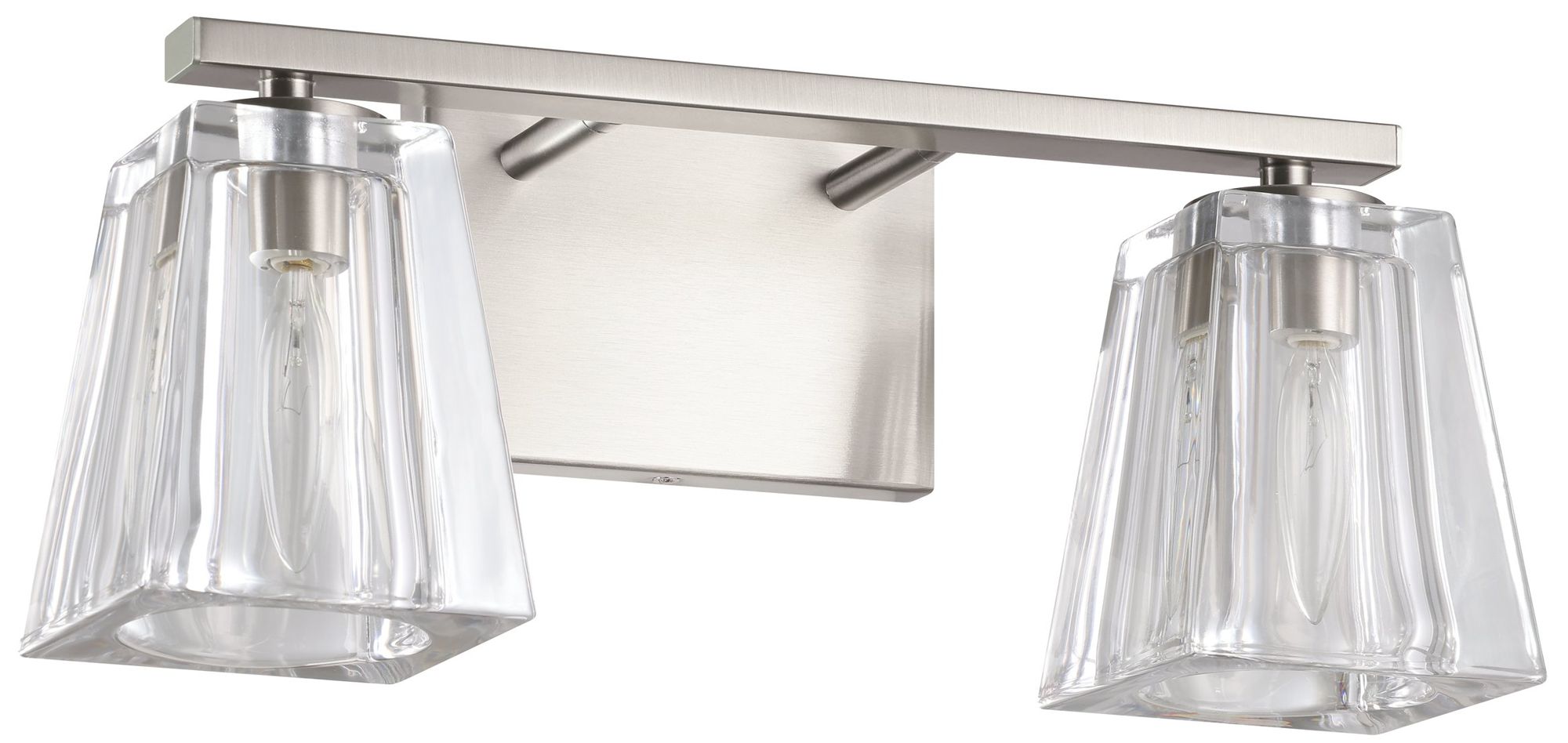 Image 2 Thesis Valentina 15" Brushed Nickel Vanity Light with Clear Glass Shades