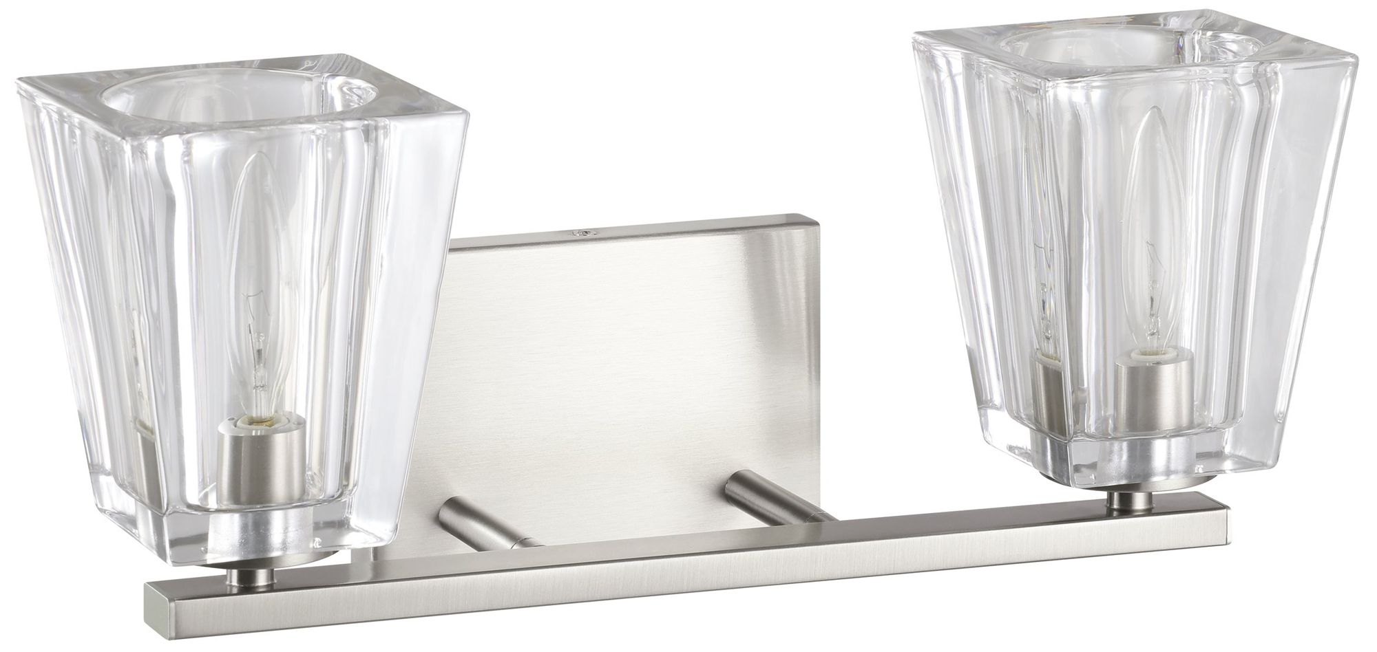 Image 3 Thesis Valentina 15" Brushed Nickel Vanity Light with Clear Glass Shades more views