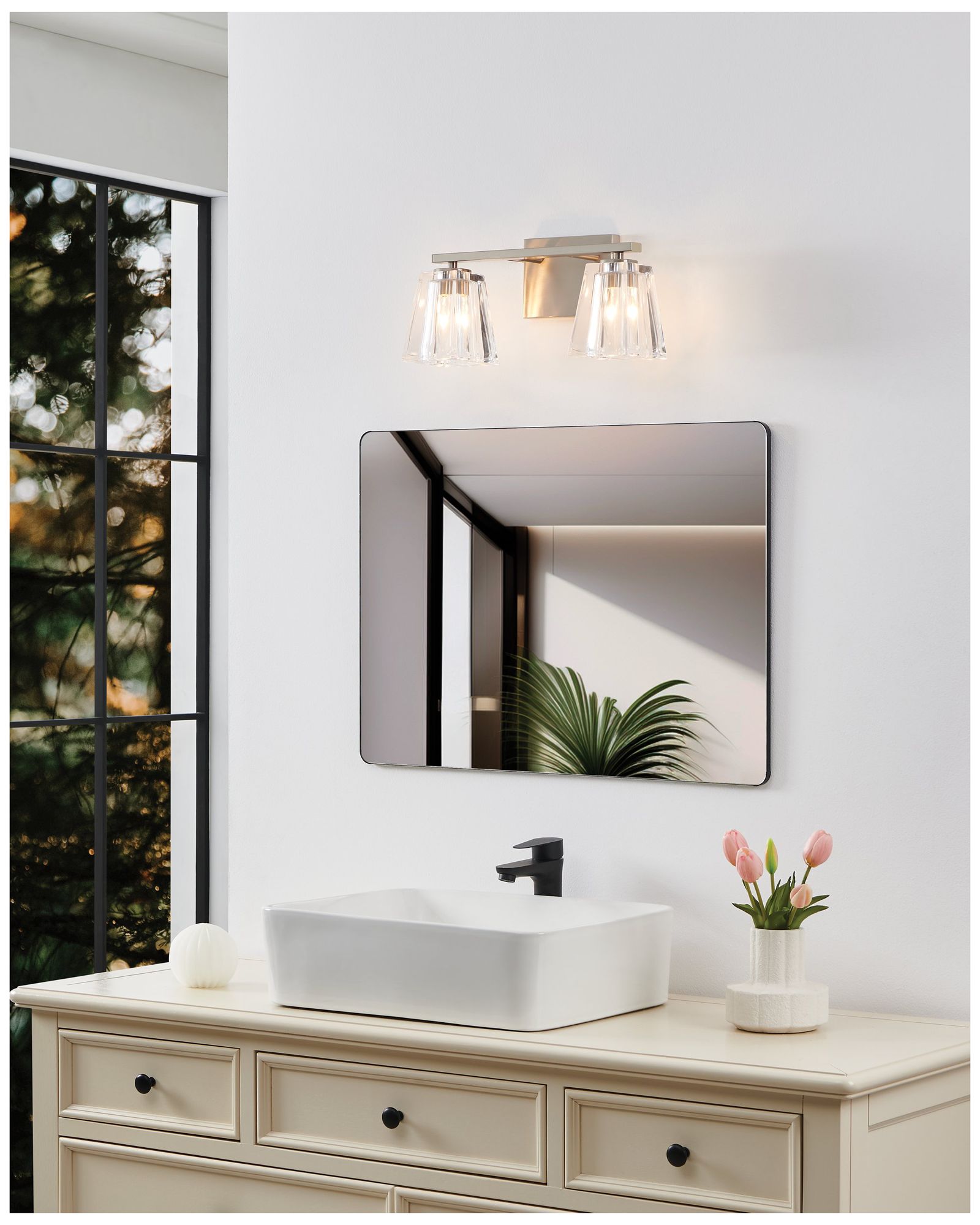 Image 7 Thesis Valentina 15" Brushed Nickel Vanity Light with Clear Glass Shades more views