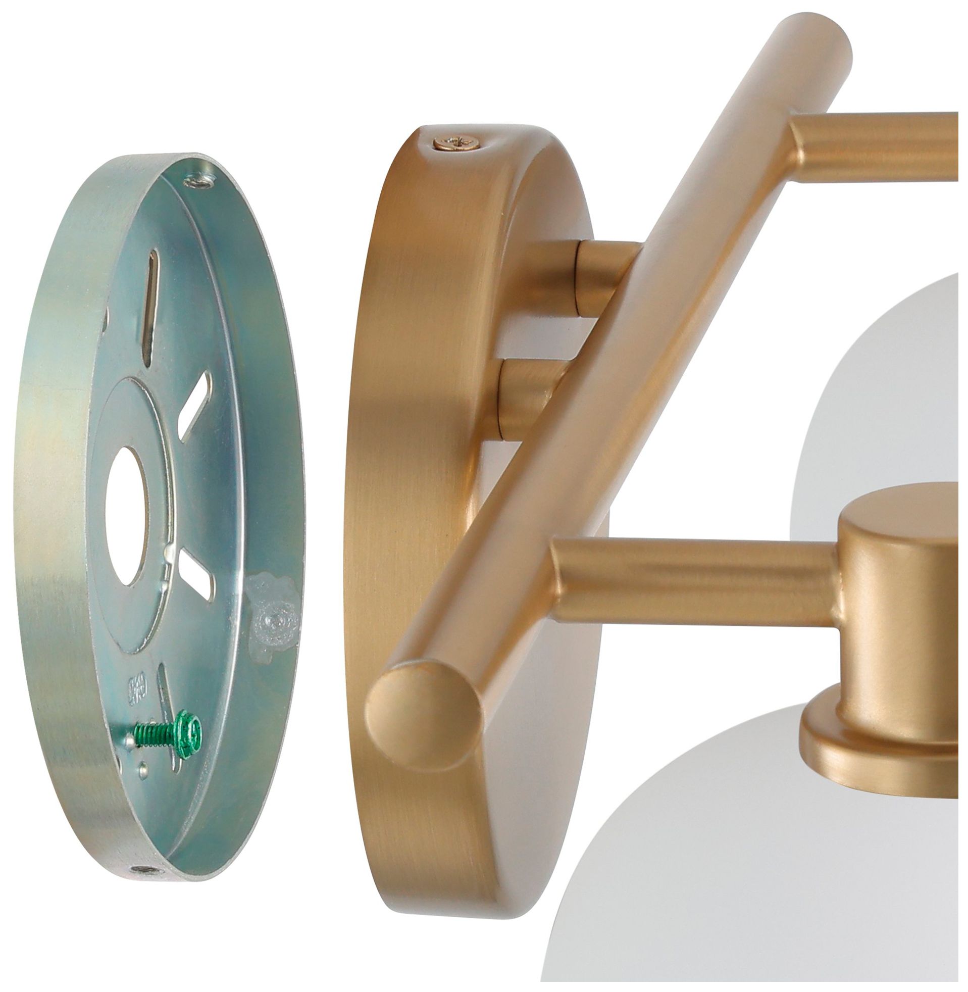 Image 6 Thesis Valentina 15" Gold Vanity Light w/ Etched Opal Glass Shades more views