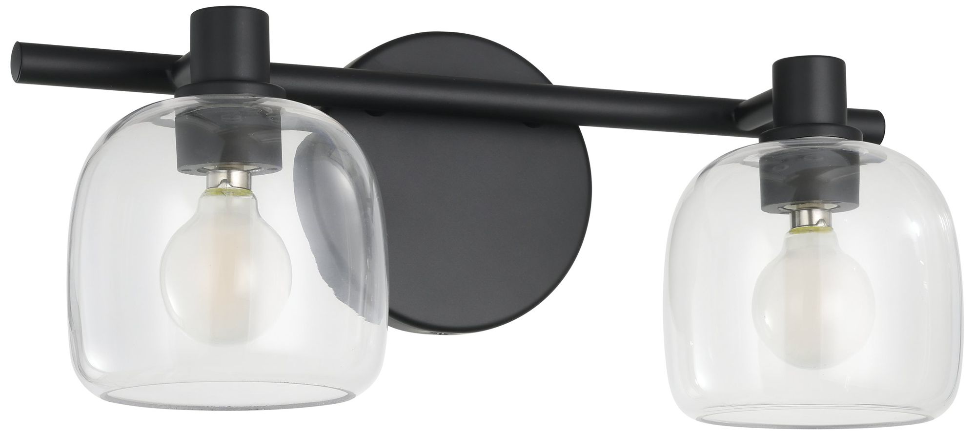 Image 3 Thesis Valentina 15-inch Matte Black Vanity Light with Clear Glass Shades more views