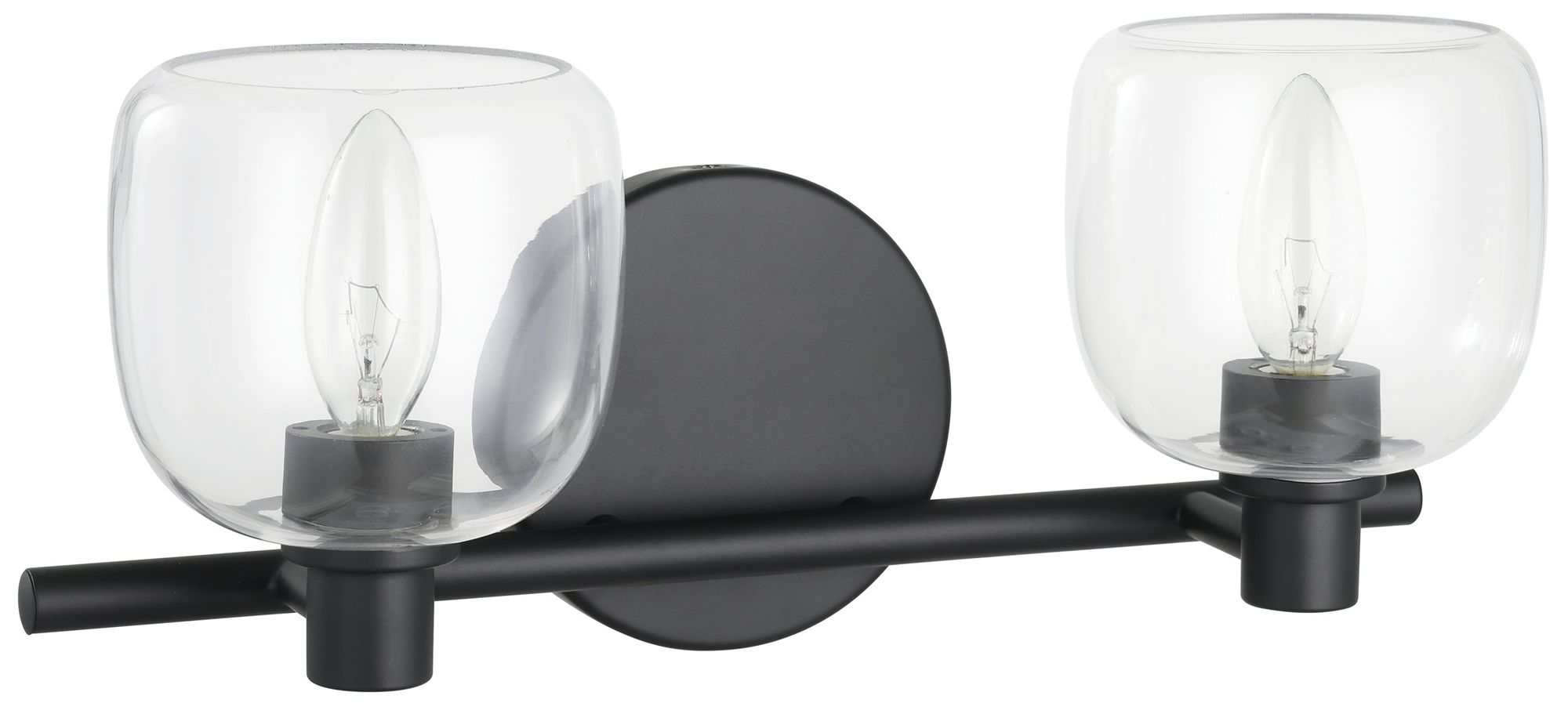 Image 4 Thesis Valentina 15-inch Matte Black Vanity Light with Clear Glass Shades more views