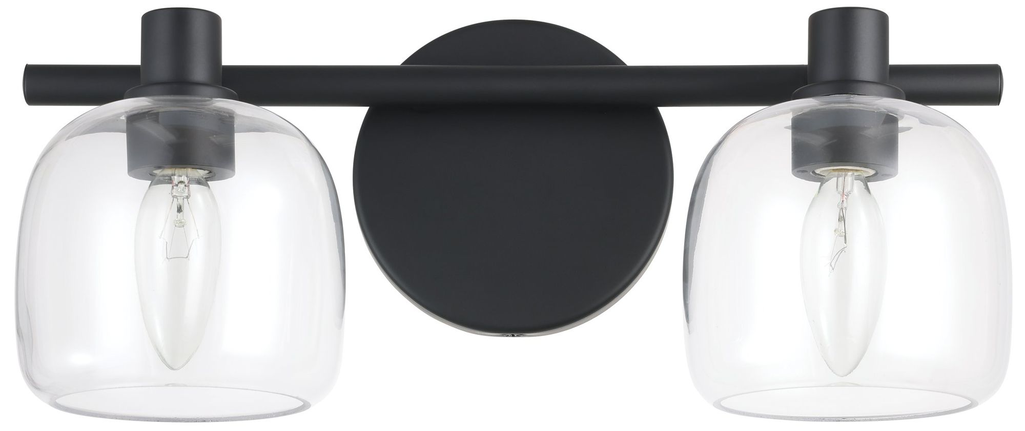 Image 5 Thesis Valentina 15-inch Matte Black Vanity Light with Clear Glass Shades more views