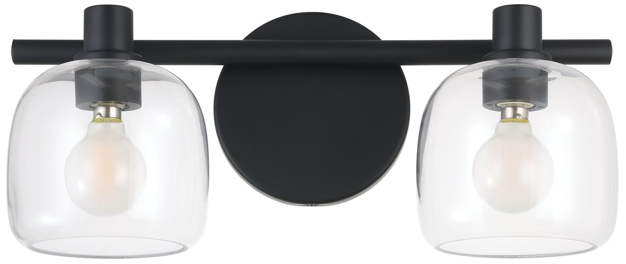 Image 6 Thesis Valentina 15-inch Matte Black Vanity Light with Clear Glass Shades more views