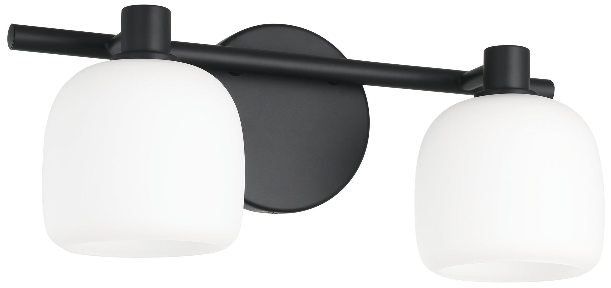 Thesis Valentina 15" Matte Black Vanity Light, Etched Opal Glass Shades