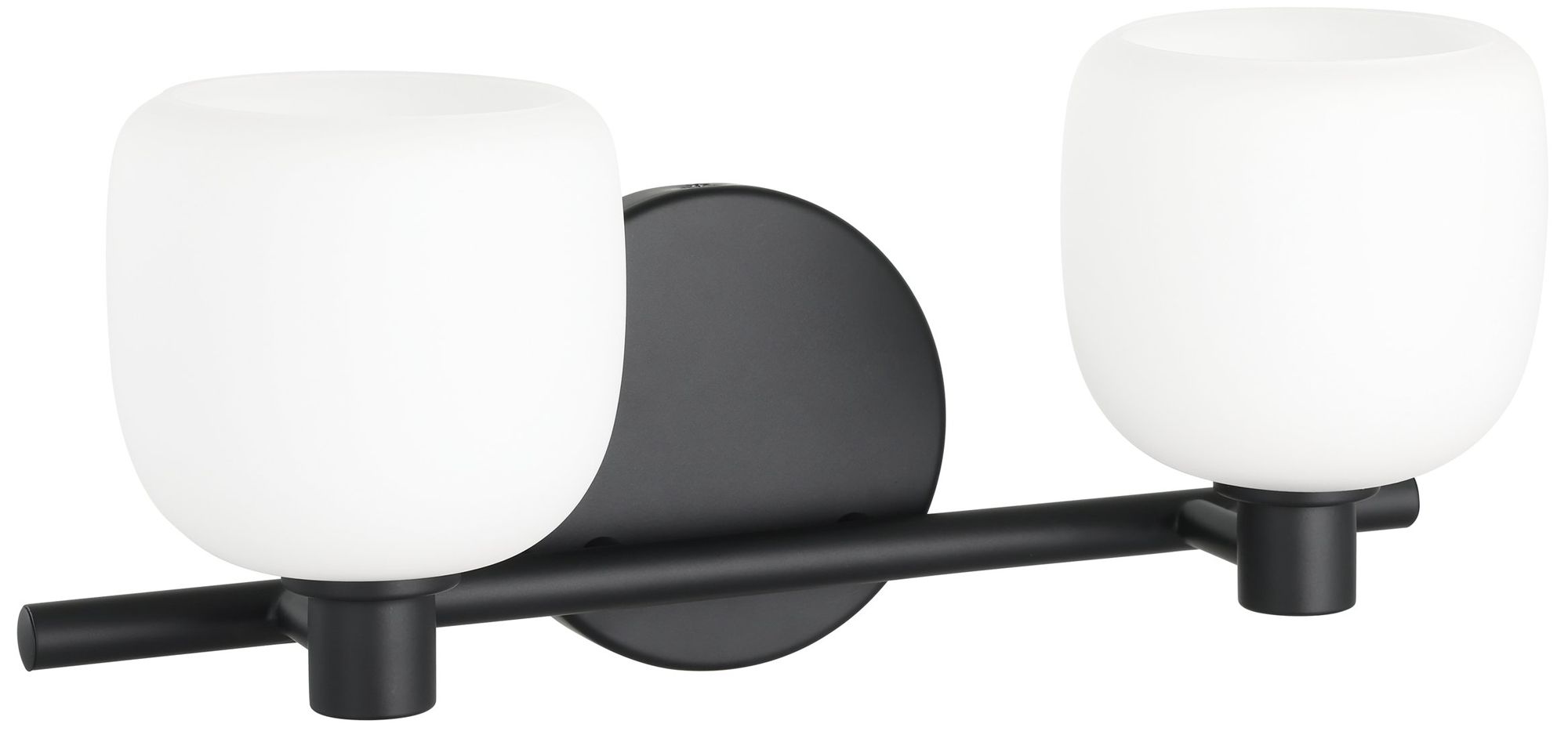 Image 3 Thesis Valentina 15" Matte Black Vanity Light, Etched Opal Glass Shades more views