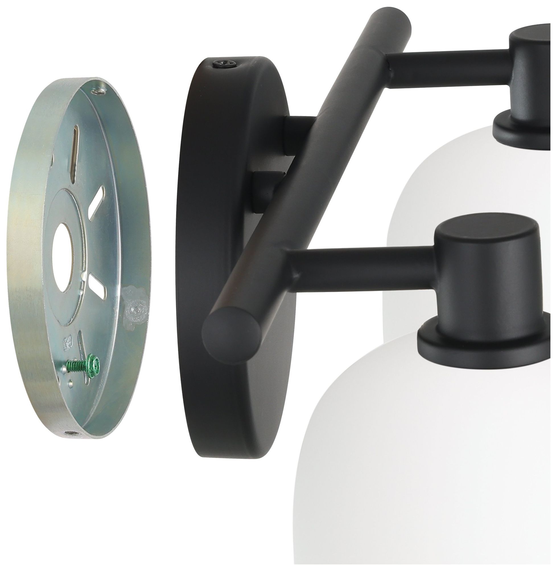 Image 6 Thesis Valentina 15" Matte Black Vanity Light, Etched Opal Glass Shades more views