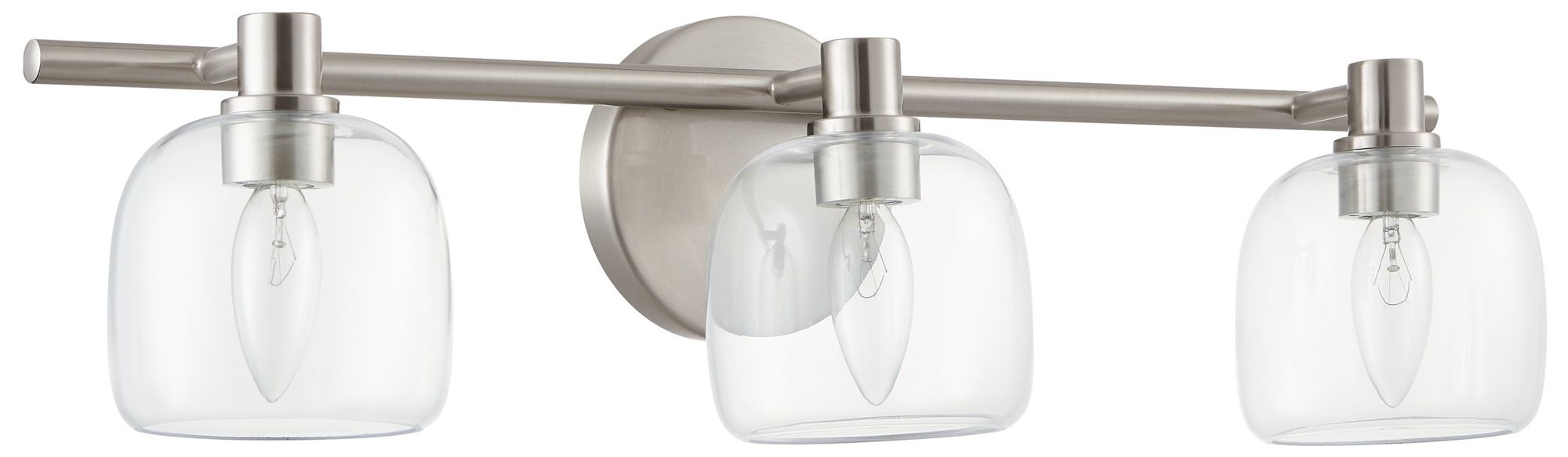 Thesis Valentina 24" Brushed Nickel Vanity Light w/ Clear Glass Shades