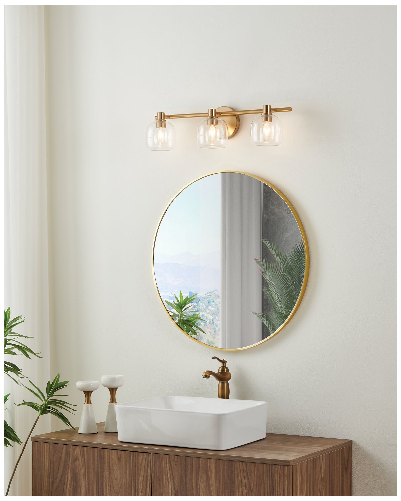 Thesis Valentina 24 in. Champagne Gold Vanity Light - Clear Glass Shades