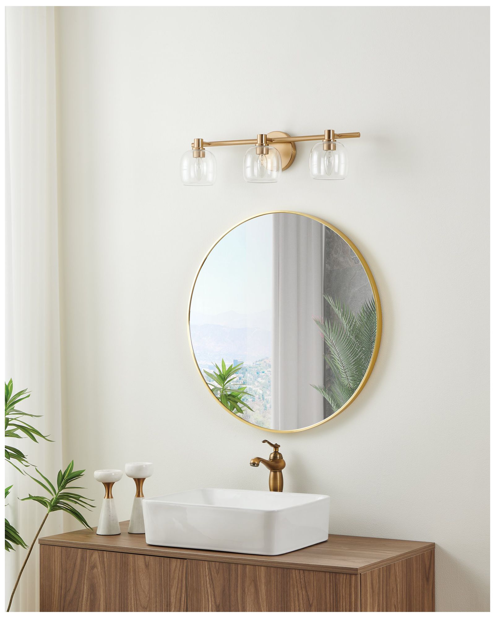 Thesis Valentina 24 in. Champagne Gold Vanity Light - Clear Glass Shades