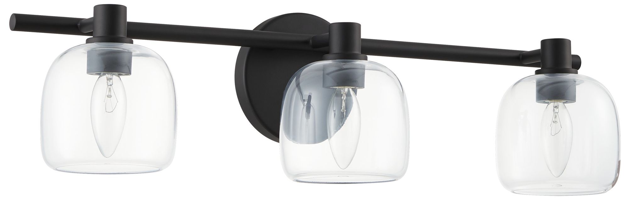 Image 2 Thesis Valentina 24-inch Matte Black Vanity Light with Clear Glass Shades