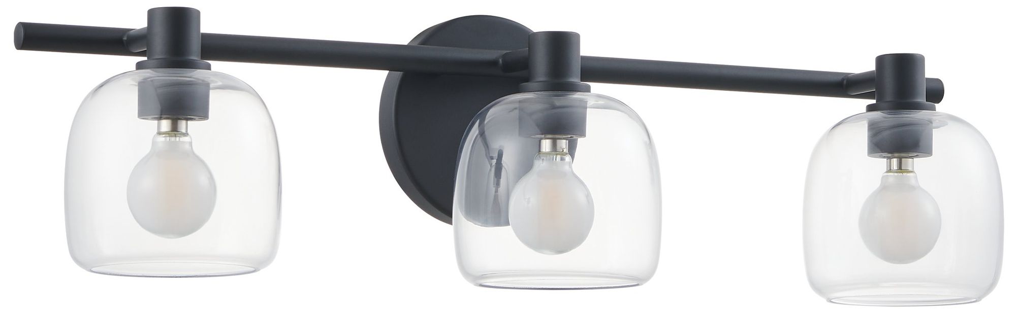 Image 3 Thesis Valentina 24-inch Matte Black Vanity Light with Clear Glass Shades more views