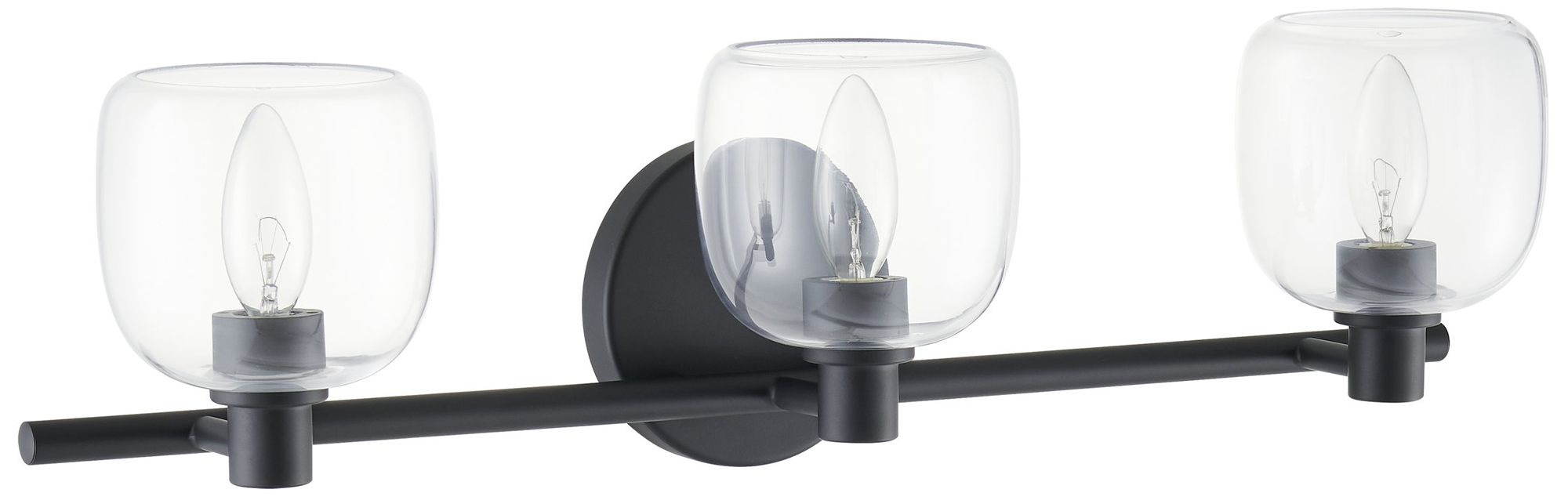 Image 4 Thesis Valentina 24-inch Matte Black Vanity Light with Clear Glass Shades more views