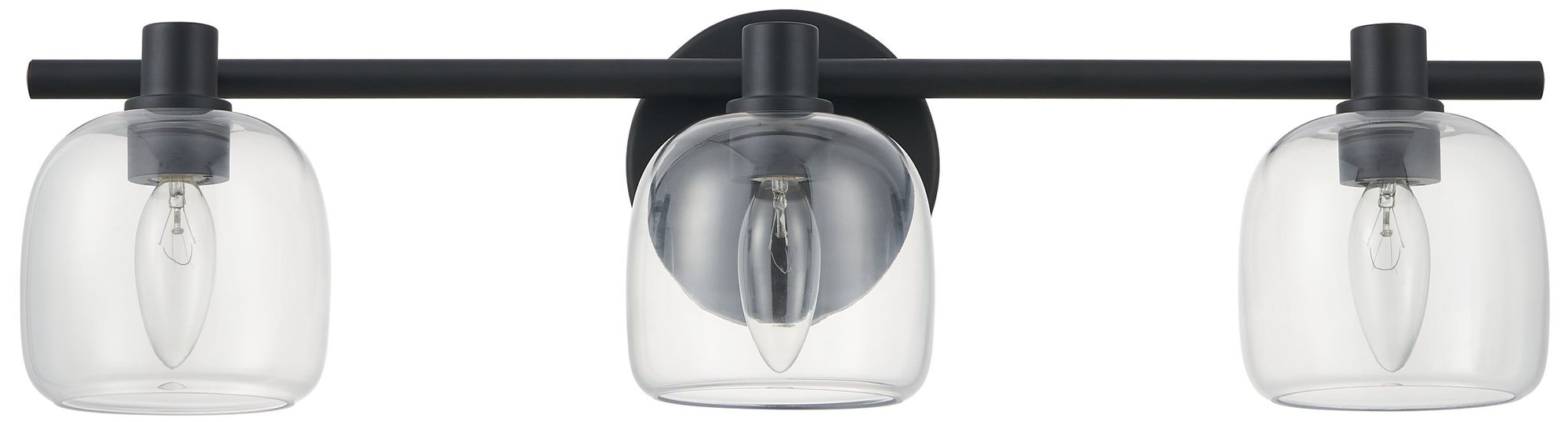 Image 5 Thesis Valentina 24-inch Matte Black Vanity Light with Clear Glass Shades more views