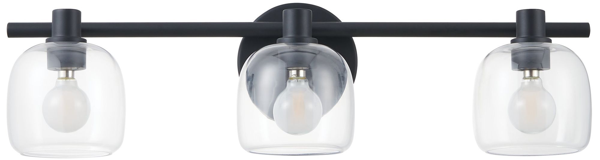 Image 6 Thesis Valentina 24-inch Matte Black Vanity Light with Clear Glass Shades more views