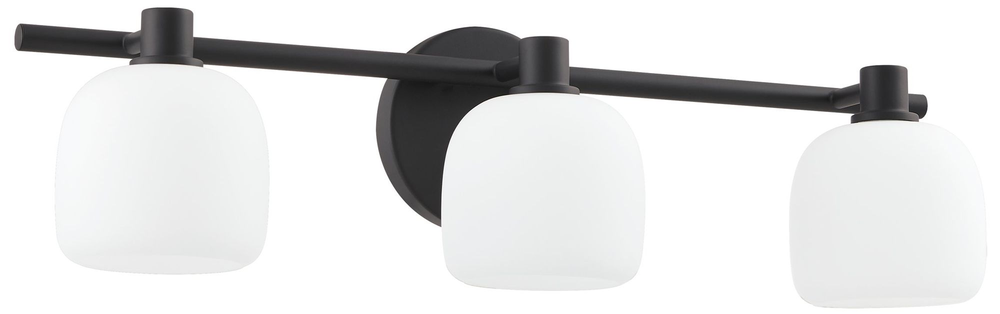 Thesis Valentina 24" Matte Black Vanity Light with Etched Opal Glass Shades