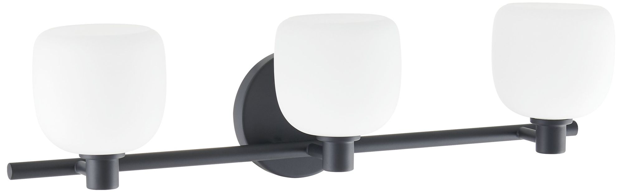 Image 3 Thesis Valentina 24" Matte Black Vanity Light with Etched Opal Glass Shades more views