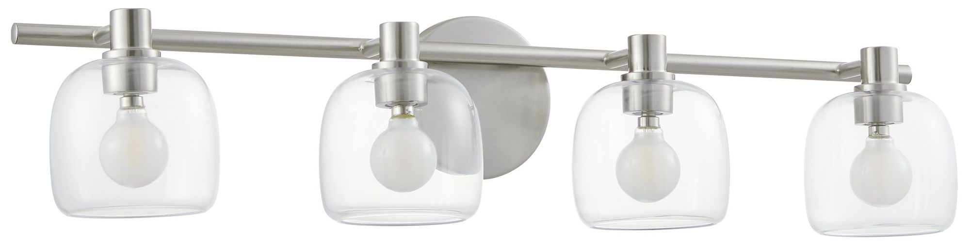 Image 3 Thesis Valentina 30-inch Brushed Nickel Vanity Light with Clear Glass more views