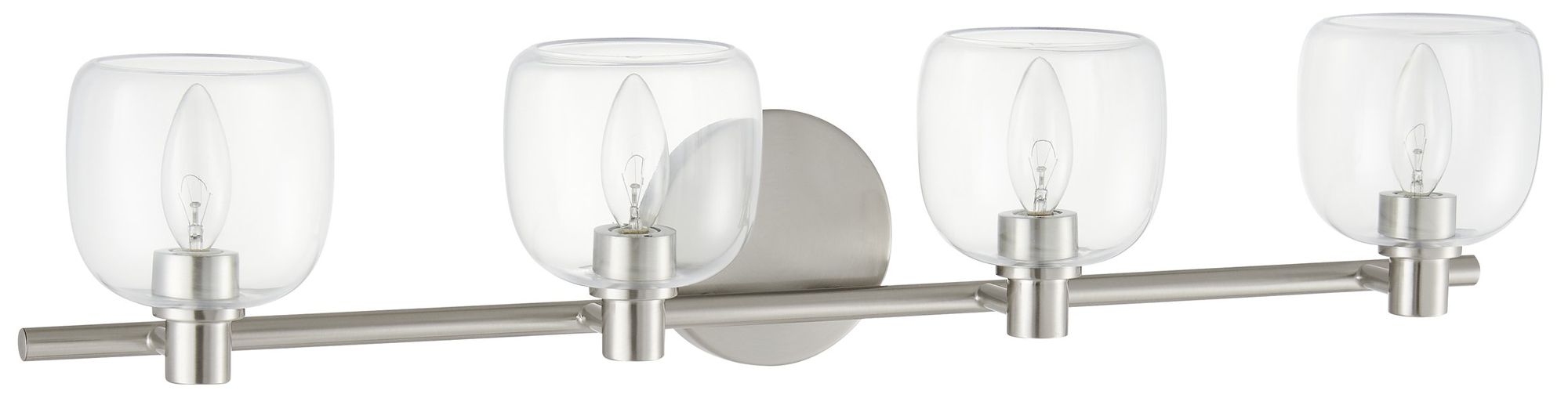 Image 4 Thesis Valentina 30-inch Brushed Nickel Vanity Light with Clear Glass more views