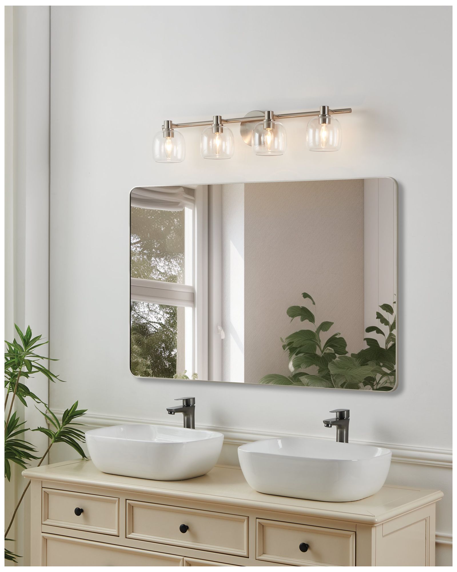 Thesis Valentina 30-inch Brushed Nickel Vanity Light with Clear Glass