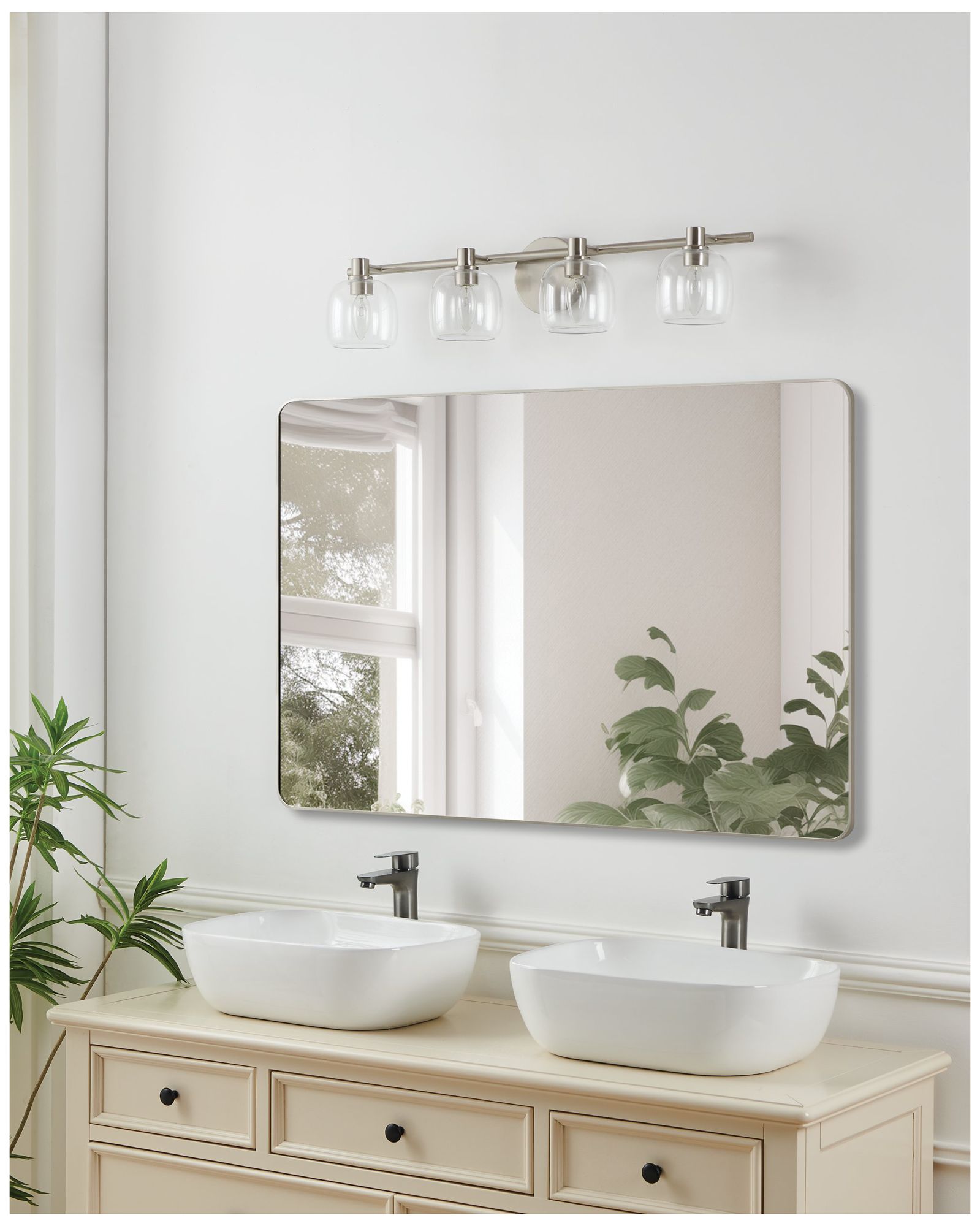 Thesis Valentina 30-inch Brushed Nickel Vanity Light with Clear Glass