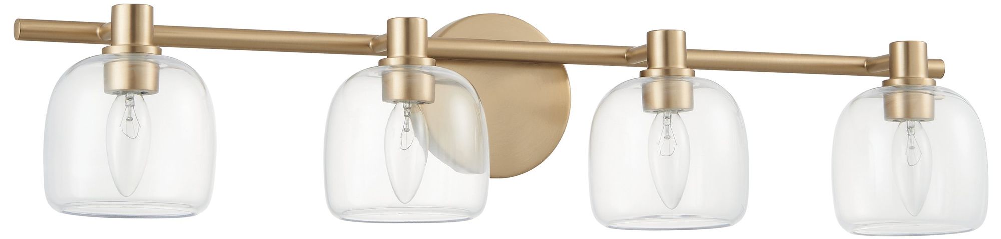 Thesis Valentina 30-inch Champagne Gold Vanity Light - Clear Glass Shades