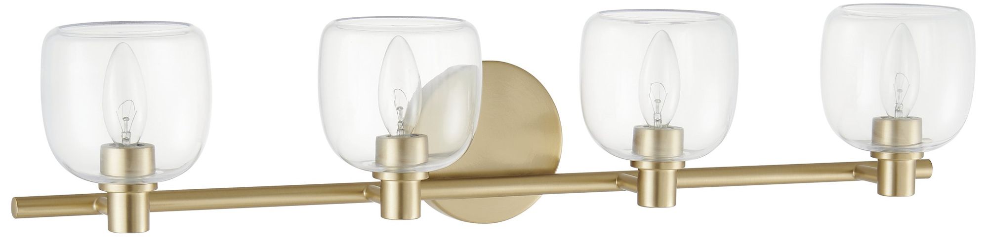 Image 4 Thesis Valentina 30-inch Champagne Gold Vanity Light - Clear Glass Shades more views