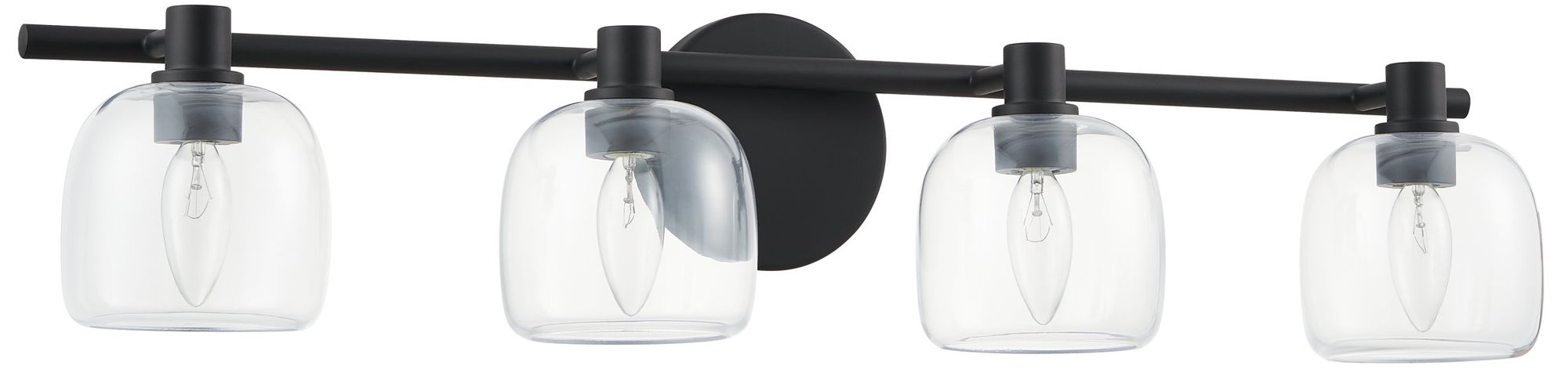 Thesis Valentina 30-inch Matte Black Vanity Light with Clear Glass Shades