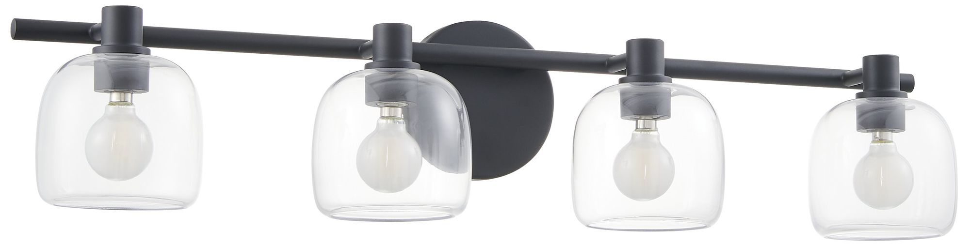 Image 3 Thesis Valentina 30-inch Matte Black Vanity Light with Clear Glass Shades more views