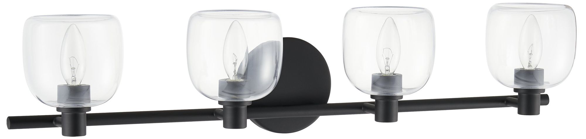 Image 4 Thesis Valentina 30-inch Matte Black Vanity Light with Clear Glass Shades more views